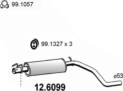 ASSO 12.6099 - Vidējais izpl. gāzu trokšņa slāpētājs autodraugiem.lv