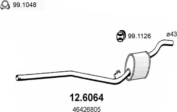 ASSO 12.6064 - Vidējais izpl. gāzu trokšņa slāpētājs autodraugiem.lv