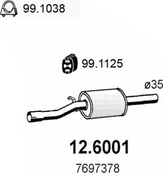 ASSO 12.6001 - Vidējais izpl. gāzu trokšņa slāpētājs autodraugiem.lv