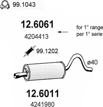ASSO 12.6011 - Vidējais izpl. gāzu trokšņa slāpētājs autodraugiem.lv