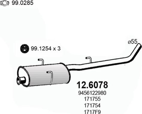 ASSO 12.6078 - Vidējais izpl. gāzu trokšņa slāpētājs autodraugiem.lv