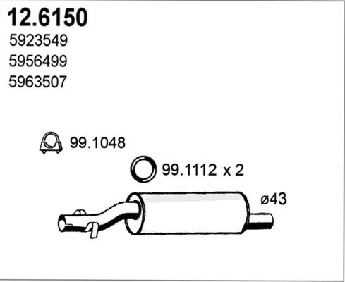ASSO 12.6150 - Vidējais izpl. gāzu trokšņa slāpētājs autodraugiem.lv