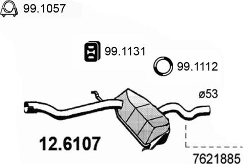 ASSO 12.6107 - Vidējais izpl. gāzu trokšņa slāpētājs autodraugiem.lv