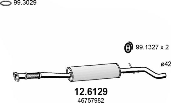 ASSO 12.6129 - Vidējais izpl. gāzu trokšņa slāpētājs autodraugiem.lv