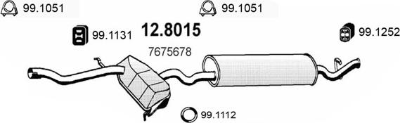 ASSO 12.8015 - Vidējais / Gala izpl. gāzu trokšņa slāpētājs autodraugiem.lv