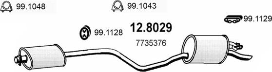 ASSO 12.8029 - Vidējais / Gala izpl. gāzu trokšņa slāpētājs autodraugiem.lv
