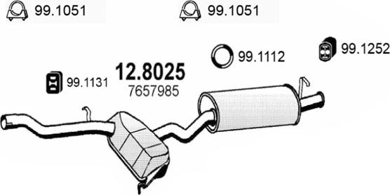 ASSO 12.8025 - Vidējais / Gala izpl. gāzu trokšņa slāpētājs autodraugiem.lv