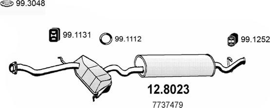 ASSO 12.8023 - Vidējais / Gala izpl. gāzu trokšņa slāpētājs autodraugiem.lv