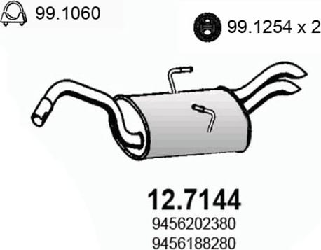 ASSO 12.7144 - Izplūdes gāzu trokšņa slāpētājs (pēdējais) autodraugiem.lv