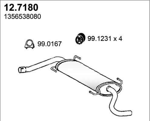 ASSO 12.7180 - Izplūdes gāzu trokšņa slāpētājs (pēdējais) autodraugiem.lv