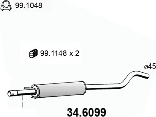 ASSO 34.6099 - Vidējais izpl. gāzu trokšņa slāpētājs autodraugiem.lv