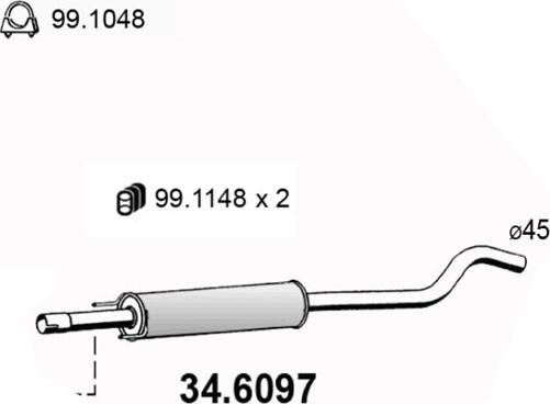 ASSO 34.6097 - Vidējais izpl. gāzu trokšņa slāpētājs autodraugiem.lv