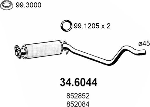 ASSO 34.6044 - Vidējais izpl. gāzu trokšņa slāpētājs autodraugiem.lv