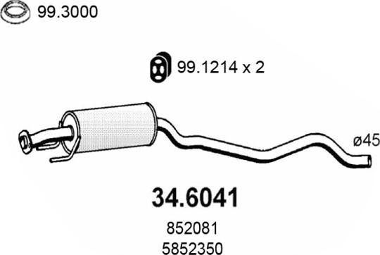 ASSO 34.6041 - Vidējais izpl. gāzu trokšņa slāpētājs autodraugiem.lv