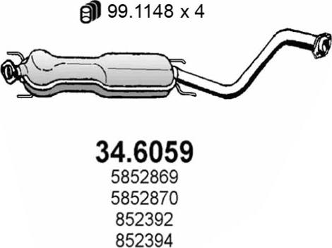 ASSO 34.6059 - Vidējais izpl. gāzu trokšņa slāpētājs autodraugiem.lv