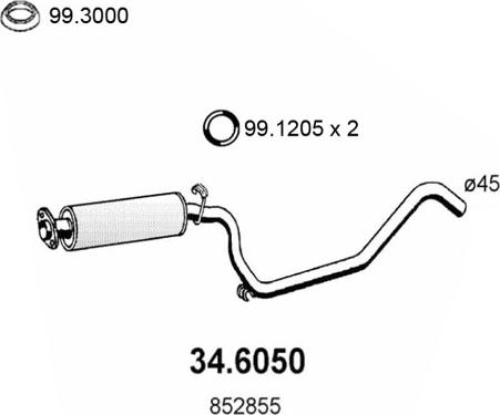 ASSO 34.6050 - Vidējais izpl. gāzu trokšņa slāpētājs autodraugiem.lv