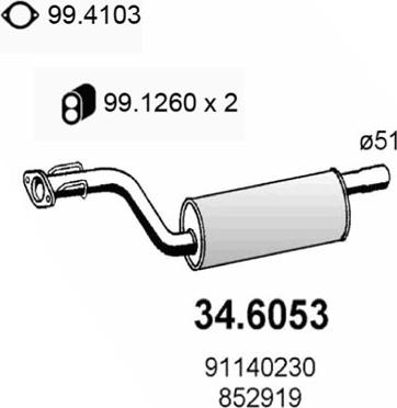 ASSO 34.6053 - Vidējais izpl. gāzu trokšņa slāpētājs autodraugiem.lv