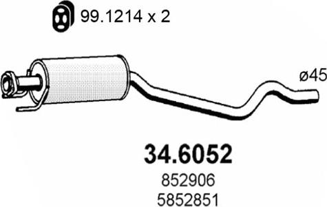 ASSO 34.6052 - Vidējais izpl. gāzu trokšņa slāpētājs autodraugiem.lv