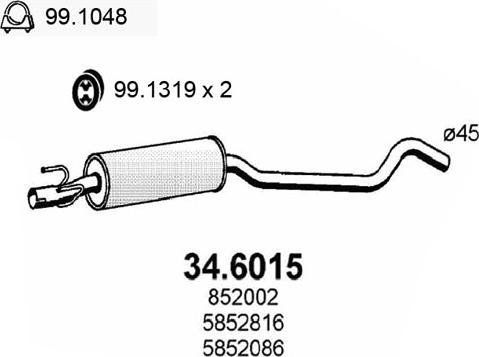 ASSO 34.6015 - Vidējais izpl. gāzu trokšņa slāpētājs autodraugiem.lv