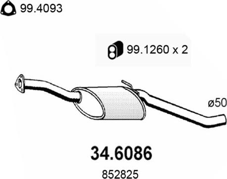 ASSO 34.6086 - Vidējais izpl. gāzu trokšņa slāpētājs autodraugiem.lv