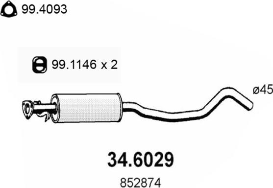 ASSO 34.6029 - Vidējais izpl. gāzu trokšņa slāpētājs autodraugiem.lv