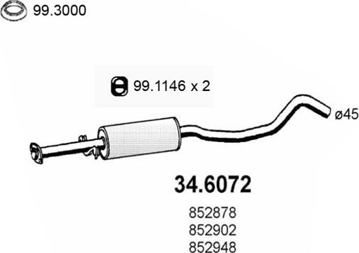 ASSO 34.6072 - Vidējais izpl. gāzu trokšņa slāpētājs autodraugiem.lv