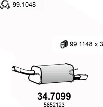 ASSO 34.7099 - Izplūdes gāzu trokšņa slāpētājs (pēdējais) autodraugiem.lv