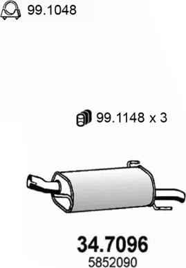 ASSO 34.7096 - Izplūdes gāzu trokšņa slāpētājs (pēdējais) autodraugiem.lv