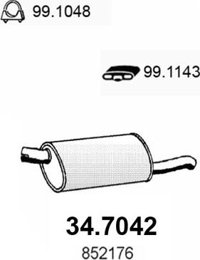 ASSO 34.7042 - Izplūdes gāzu trokšņa slāpētājs (pēdējais) autodraugiem.lv