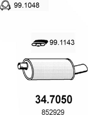 ASSO 34.7050 - Izplūdes gāzu trokšņa slāpētājs (pēdējais) autodraugiem.lv