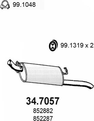 ASSO 34.7057 - Izplūdes gāzu trokšņa slāpētājs (pēdējais) autodraugiem.lv