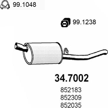 ASSO 34.7002 - Izplūdes gāzu trokšņa slāpētājs (pēdējais) autodraugiem.lv