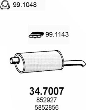ASSO 34.7007 - Izplūdes gāzu trokšņa slāpētājs (pēdējais) autodraugiem.lv