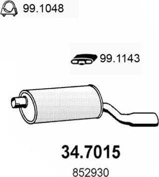 ASSO 34.7015 - Izplūdes gāzu trokšņa slāpētājs (pēdējais) autodraugiem.lv
