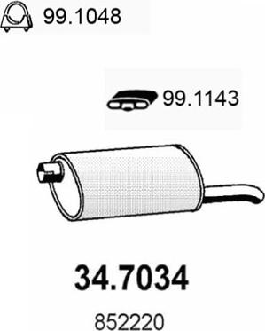 ASSO 34.7034 - Izplūdes gāzu trokšņa slāpētājs (pēdējais) autodraugiem.lv