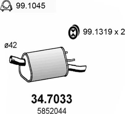 ASSO 34.7033 - Izplūdes gāzu trokšņa slāpētājs (pēdējais) autodraugiem.lv