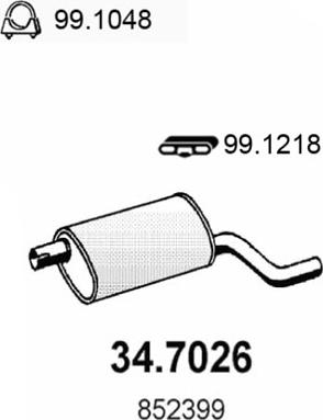 ASSO 34.7026 - Izplūdes gāzu trokšņa slāpētājs (pēdējais) autodraugiem.lv
