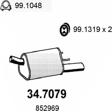 ASSO 34.7079 - Izplūdes gāzu trokšņa slāpētājs (pēdējais) autodraugiem.lv