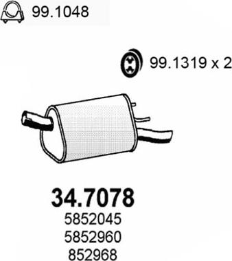 ASSO 34.7078 - Izplūdes gāzu trokšņa slāpētājs (pēdējais) autodraugiem.lv
