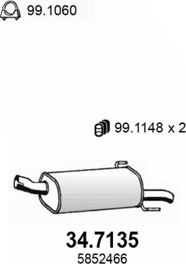 ASSO 34.7135 - Izplūdes gāzu trokšņa slāpētājs (pēdējais) autodraugiem.lv