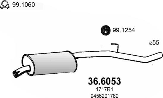 ASSO 36.6053 - Vidējais izpl. gāzu trokšņa slāpētājs autodraugiem.lv