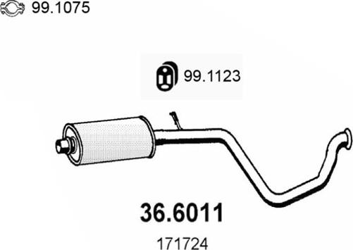 ASSO 36.6011 - Vidējais izpl. gāzu trokšņa slāpētājs autodraugiem.lv