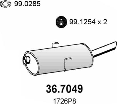 ASSO 36.7049 - Izplūdes gāzu trokšņa slāpētājs (pēdējais) autodraugiem.lv