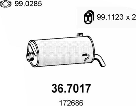 ASSO 36.7017 - Izplūdes gāzu trokšņa slāpētājs (pēdējais) autodraugiem.lv
