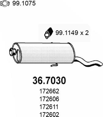 ASSO 36.7030 - Izplūdes gāzu trokšņa slāpētājs (pēdējais) autodraugiem.lv