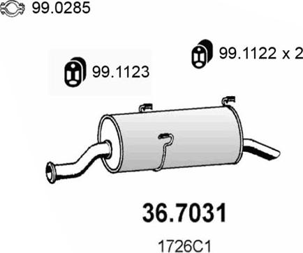 ASSO 36.7031 - Izplūdes gāzu trokšņa slāpētājs (pēdējais) autodraugiem.lv