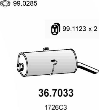 ASSO 36.7033 - Izplūdes gāzu trokšņa slāpētājs (pēdējais) autodraugiem.lv
