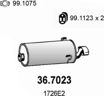 ASSO 36.7023 - Izplūdes gāzu trokšņa slāpētājs (pēdējais) autodraugiem.lv