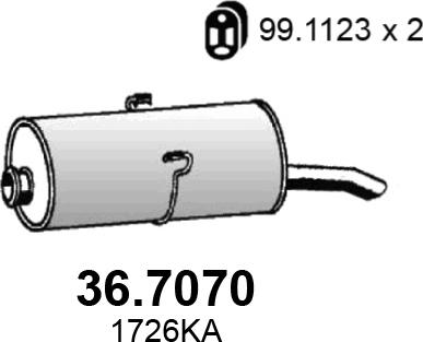 ASSO 36.7070 - Izplūdes gāzu trokšņa slāpētājs (pēdējais) autodraugiem.lv