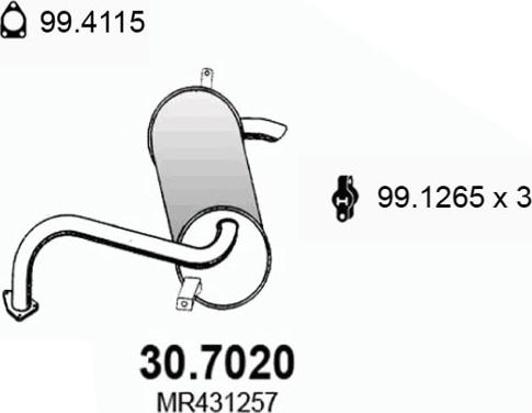 ASSO 30.7020 - Izplūdes gāzu trokšņa slāpētājs (pēdējais) autodraugiem.lv